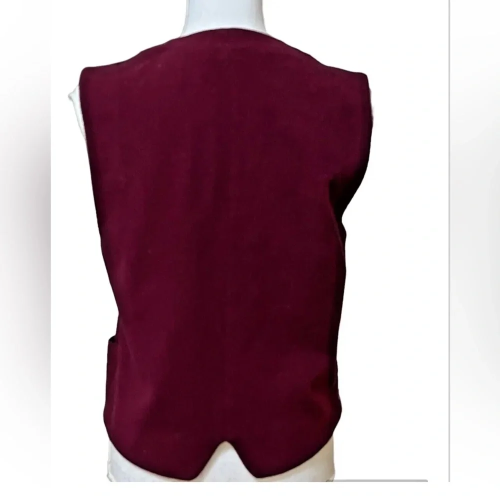 Vintage Ann Taylor Vest Jacket Wool Cashmere Blend USA Dark Red Size Small
